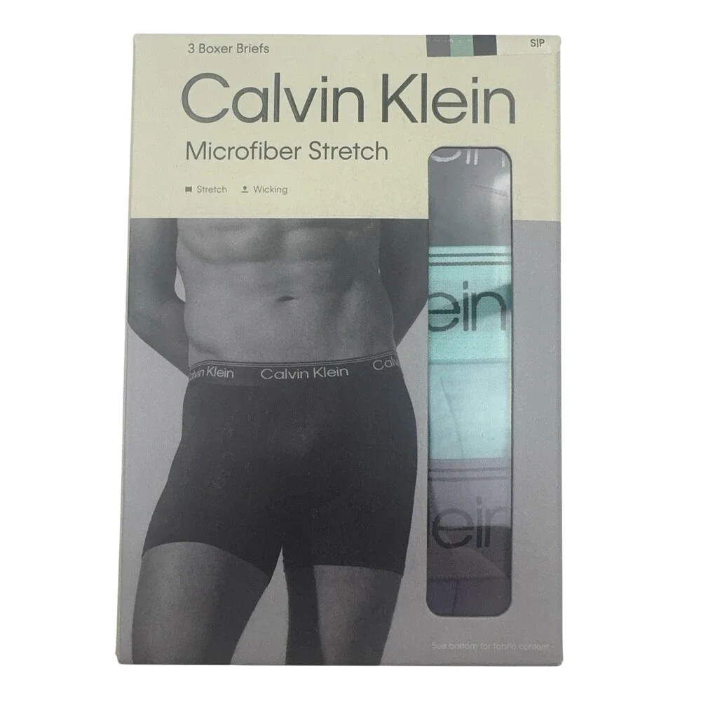 Calvin Klein Microfiber Stretch Boxer Brief Underwear Mens S Multicolor 3 Pack